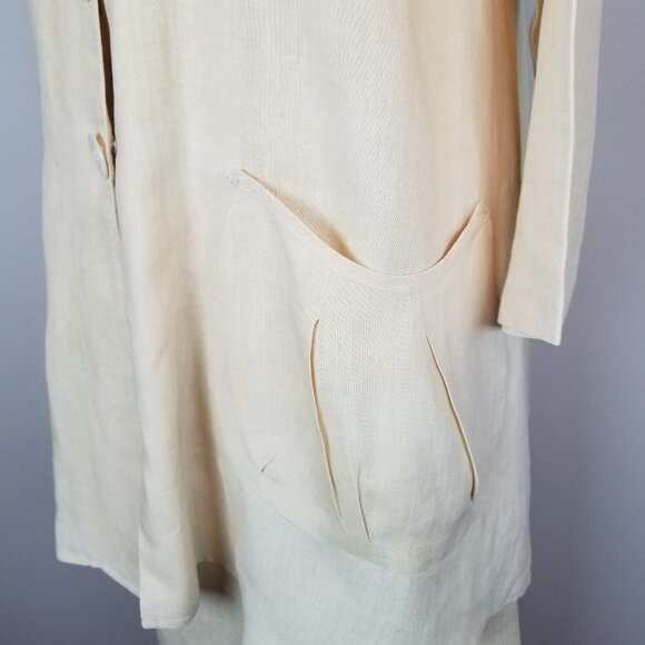 Vintage Two Piece Butter Yellow 100% Linen Jacket & Skirt Set by Patina * Small - Picture 5 of 14